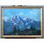 Oil painting on wood depicting mountain landscape. Signed     