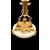 Lampada da tavolo in bronzo dorato a cinque fuochi.