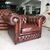 Poltrona chesterfield club vintage inglese originale in pelle marrone 