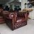Poltrona chesterfield club vintage inglese originale in pelle marrone 