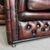 Poltrona chesterfield club vintage inglese originale in pelle marrone 