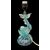 Lampada in vetro soffiato a forma di delfino nei toni azzurri con foglia oro.Manifattura Seguso.Murano.