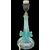 Lampada in vetro soffiato a forma di delfino nei toni azzurri con foglia oro.Manifattura Seguso.Murano.