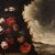 Antico dipinto natura morta con fiori del XVIII secolo