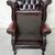 Poltrona chesterfield Queen Anne vintage inglese originale in pelle marrone testa di moro 