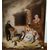 Olio su tela inglese del 1800 "Scena familiare" all'aperto