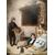 Olio su tela inglese del 1800 "Scena familiare" all'aperto