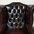Poltrona chesterfield Queen Anne vintage inglese originale in pelle marrone testa di moro 