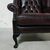 Poltrona chesterfield Queen Anne vintage inglese originale in pelle marrone testa di moro 