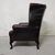 Poltrona chesterfield Queen Anne vintage inglese originale in pelle marrone testa di moro 