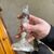 Coppia di antichi Candelieri –Candelabri Vetro Murano XIX sec all ‘ argento . Mis h 17 