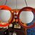 Lampadario Chandelier anni 60 Atomic vetro e legno . Tre luci modernariato – deisgn 