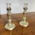 Coppia di antichi Candelieri –Candelabri Vetro Murano XIX sec all ‘ argento . Mis h 17 