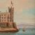 Pittore italiano (inizi XX sec.) - Trieste, veduta del Castello di Miramare con la bandiera italiana.