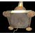 Lampada in bronzo con base quadrata e quattro piedi.