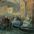 Pittore veneziano (fine XIX sec.) - Venezia, veduta della Riva degli Schiavoni con maschere di carnevale.