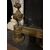 AL316 - Coppia di alari in bronzo dorato con coppe, epoca '800, misure cm L 40 x H 45 x P 50