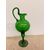 Antico versatoio brocca primi '900 in vetro verde soffiato, Empoli, h 40 cm