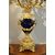 Coppia di candelabri Luigi XVI in bronzo dorato e percellana Sevres blu, Francia XIX secolo