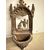 Antica piccola acquasantiera in bronzo, '800, battesimo di Gesù, 21x8x4cm