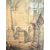 Antico disegno con bambini e architetture. Gael Covelli, fine '800, mis 51x43cm