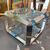 Coffee table anni 70  designer Rosselli Alberto per Saporti. Metallo cromato 55 x 55. h 40 