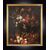 Antique Flemish oil painting on canvas depicting still life with figures. 18th-century period.