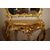 Antico salotto 10 pezzi Luigi XV del 1800 in legno foglia oro Specchiera consolle divano poltrone sedie e tavolino