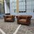 Coppia di poltrone chesterfield club vintage in cuoio cognac ( cigar brown ) 