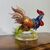 Gallo scultura di Vetro Murano Barovier e Toso anni 50 meravigliosa dai colori cangianti . Mis h 17 L18