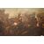Coppia di oli su tela italiani del 1600 raffiguranti Battaglia