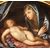 Antico dipinto ad olio su tela con cornice dorata - Madonnna in adorazione del Bambino dormiente - Italia epoca '700 