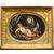 Antico dipinto ad olio su tela con cornice dorata - Madonnna in adorazione del Bambino dormiente - Italia epoca '700 