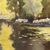 QUADRI ANTICHI, PAESAGGIO CON FIUME, NINFEE E FIORI DI LOTO, OLIO SU TELA, PRIMI DEL NOVECENTO. (QP642)