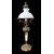Lampada in bronzo con fusto in alabastro.Coppa paralume in vetro opaline.