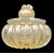 Scatola in vetro pesante sommerso con corpo tondo schiacciato e baccellato.Barovier e Toso.Murano.