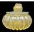 Scatola in vetro pesante sommerso con corpo tondo schiacciato e baccellato.Barovier e Toso.Murano.
