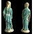 Coppia di figure orientali in terracotta parzialmente invetriata.Manifattura Ugo Zaccagnini.