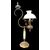 Lampada in bronzo con fusto in alabastro.Coppa paralume in vetro opaline.
