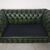 Divano 2 posti chesterfield modello club vintage inglese originale in pelle verde anticato 