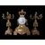 " GARNITURE " COMPOSTA DA OROLOGIO CON CANDELIERI IN BRONZO DORATO 