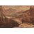 Antico grande quadro del 1600 olio su tela raffigurante cittadina in inverno con montagne