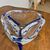 Centrotavola  Murano 1970 trasparente e blu . firmato alla base . Mis 24 x 24 Design unico 