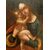 Dipinto del 1700 francese Olio su tavola "Madonna con bambino Gesù e cherubini" 