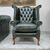Poltrona chesterfield Queen Anne nuova inglese originale verde 