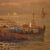 Dipinto marina firmata Remo Testa, pescatori al tramonto