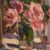 QUADRI ANTICHI, ART DECO, NATURA MORTA CON FIORI DI ROSE E MARGHERITE, OLIO SU TELA, XX SECOLO. (QF655)