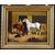 Antico quadro inglese del 1800 olio su tela "Bambino a cavallo"