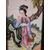 4 decorazioni su ceramica Cina Epoca '900 cornice legno ebanizzato