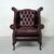 Coppia di poltrone chesterfield Queen Anne nuova inglese originale in pelle rosso bordeaux anticato 